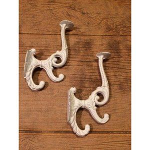 Two (2) White Cast Iron Victorian Wall Hook 7" tall 4" deep Two (2) 0170-01207 w